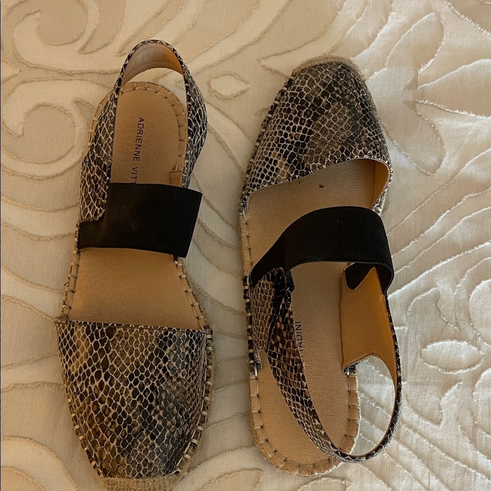 Adrienne Vittadini Snake Print and Black Espadrilles